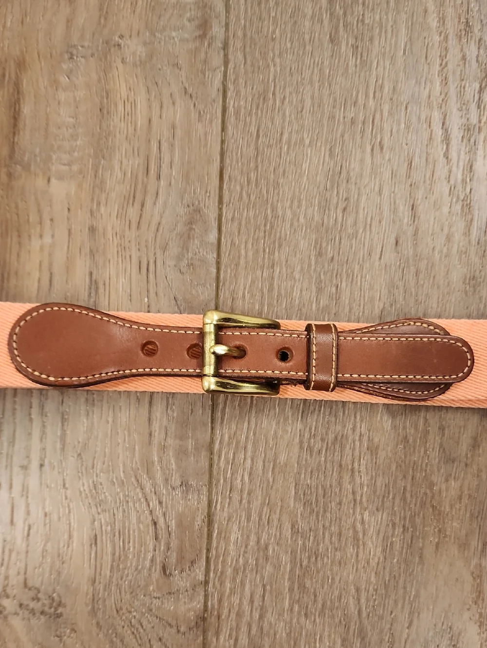 Vintage Dooney & Bourke Pink Woven Wool Belt Brown Leather Brass Buckle size 30
